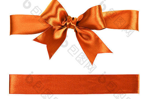 用丝带做成的橙色大蝴蝶结