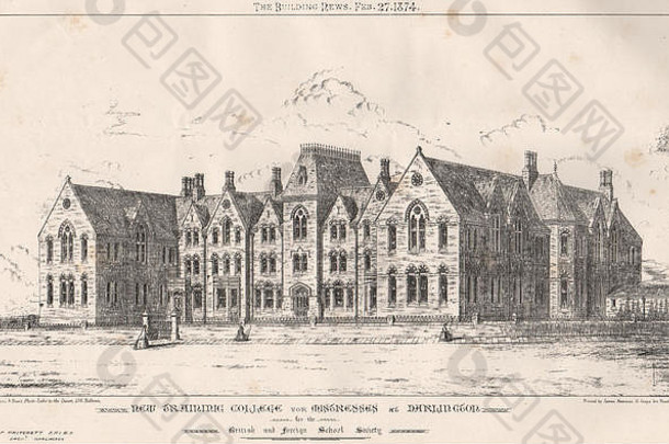 达林顿培训学院，英国和外国学校协会，1874年