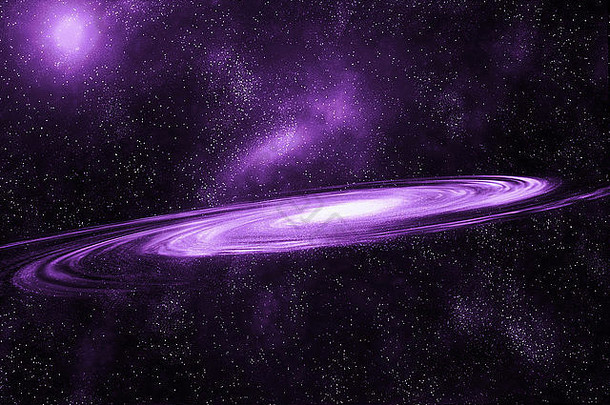螺旋星系的图像。深空螺旋星系，以恒星场为背景。计算机生成的抽象背景。
