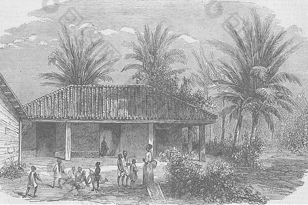 1860年，圣埃琳娜，古巴黑人<strong>青年之家</strong>。插图时代