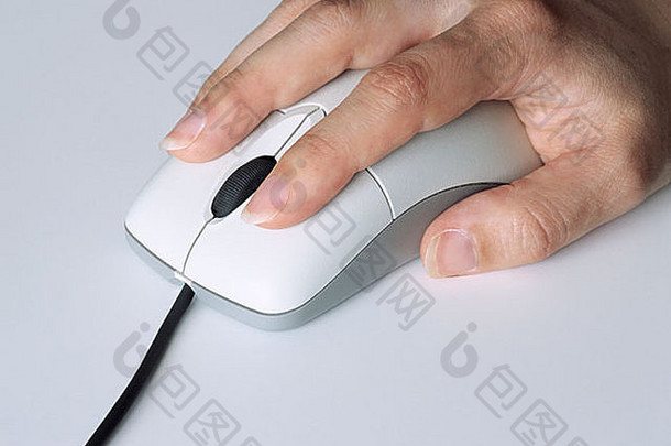 手白色灰色电脑鼠标