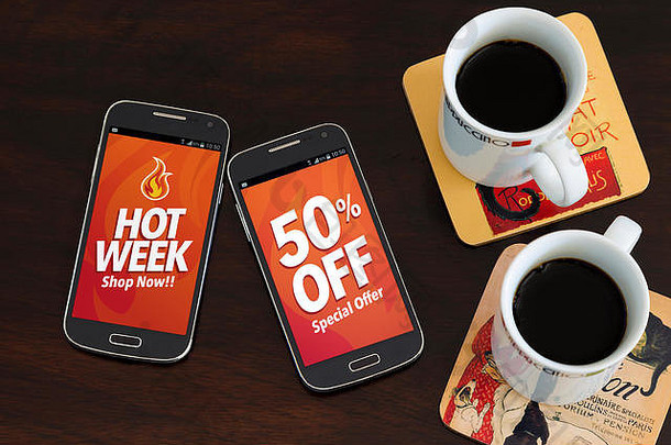 热周折扣广告特殊的提供细胞手机咖啡杯表格市场营销互联网业务销售