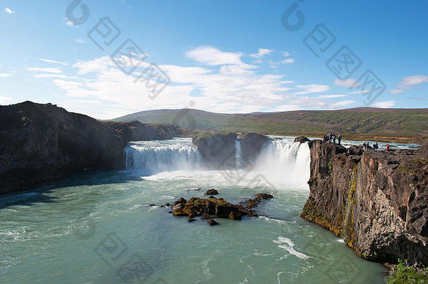 冰岛北部欧洲戈达福斯瀑布神壮观的瀑布冰岛出生河Skjalfandafljót