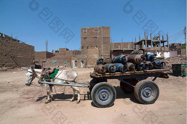 驴车加载气体瓶卢克索埃及