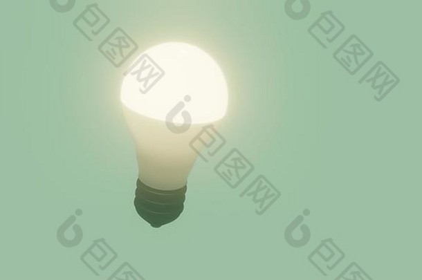 现代LED灯隔离3d，生态能源概念，特写
