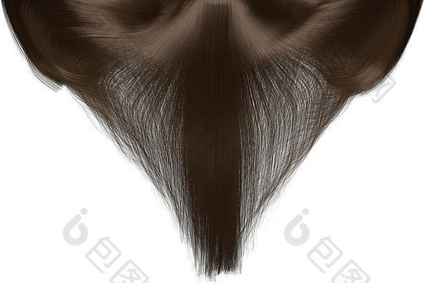 一个特写的定格画面，一头闪亮的棕色直发在一个孤立的白色背景上