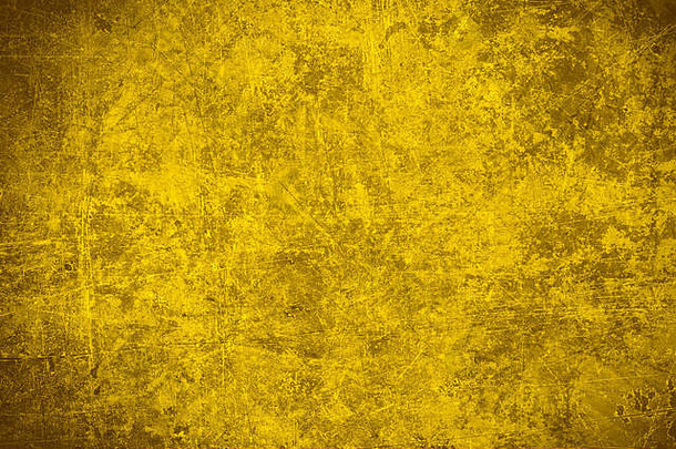 黄色钢板纹理或旧锈划伤金色金属抽象背景