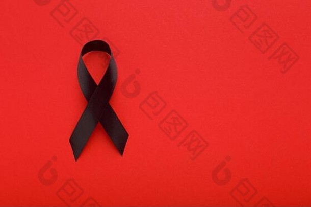 艾滋病黑色的意识现实的丝带孤立的红色的