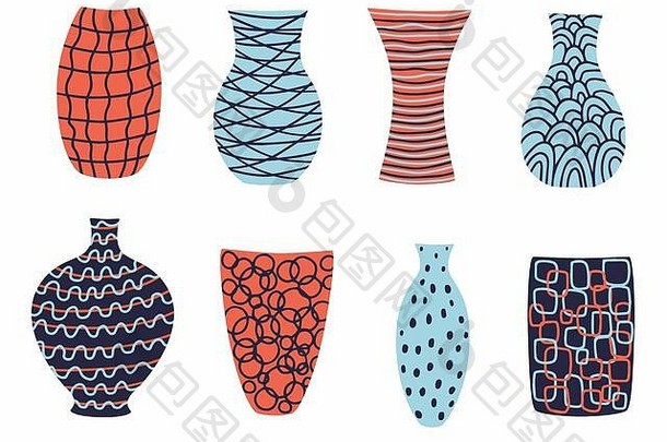 收集可爱的现代彩色花瓶供您设计