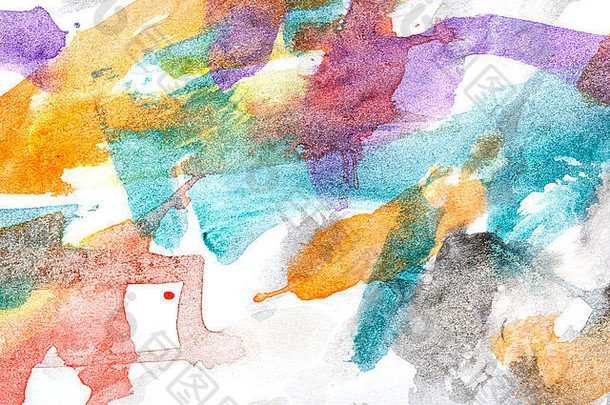 水彩画抽象艺术。以儿童风格绘画。五彩缤纷的混乱。设计元素。色彩的爆炸。
