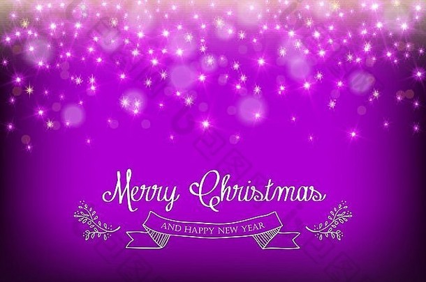 快乐圣诞节快乐一年叶横幅点缀标签装饰闪耀灯背景理想的圣诞节卡