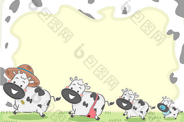 背景插图特色家庭牛
