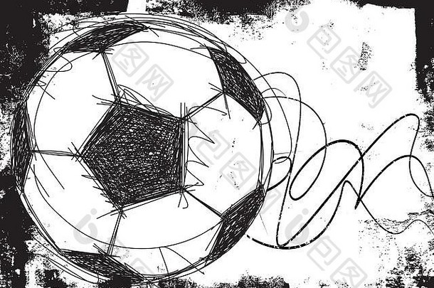 略图足球背景略图，手绘足球或抽象背景上的足球。