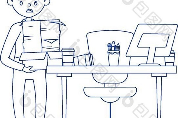工作压力大，工作压力大，员工在办公桌椅上拿着一堆文件笔记本电脑