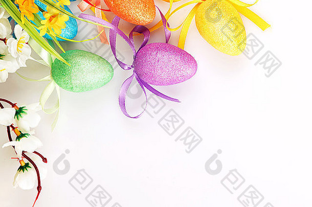 彩色的复活节鸡蛋花