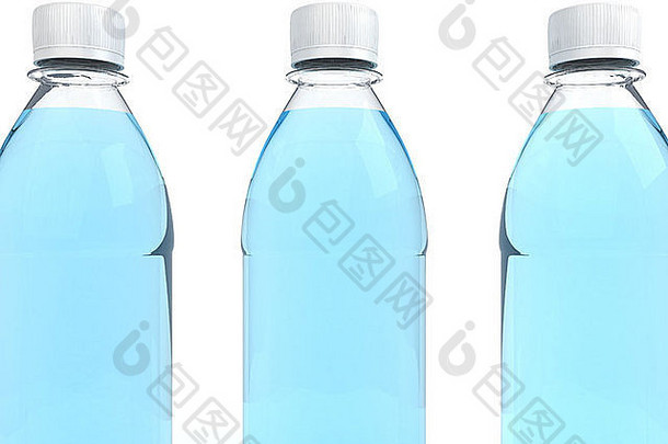 白色背景上隔离的瓶装水