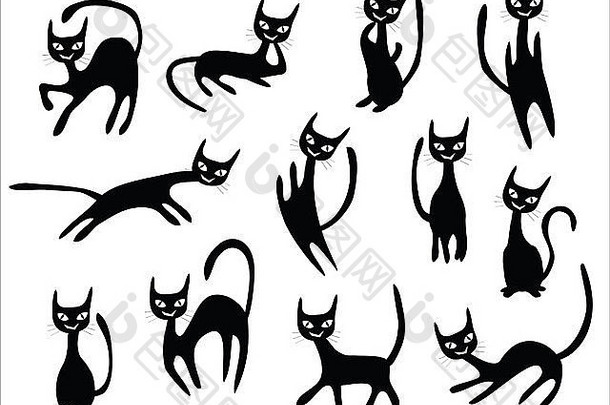 猫漫画集黑色的猫姿势
