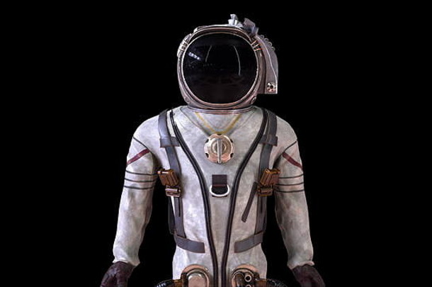 宇航员金属保护宇航服摧毁了小粒子电脑生成的空间背景呈现