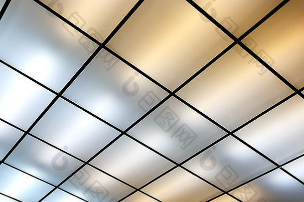 荧光灯现代天花板发光的天花板广场瓷砖