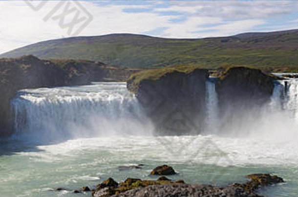 冰岛北部欧洲戈达福斯瀑布神壮观的瀑布冰岛出生河Skjalfandafljót