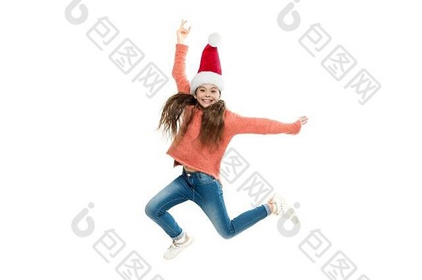 整夜跳舞。<strong>可爱</strong>的微笑<strong>可爱</strong>的婴儿等待圣诞老人。庆祝概念。尊重传统。冬季精神。新年<strong>晚会</strong>。圣诞老人小孩。小孩子戴圣诞帽。寒假快乐。
