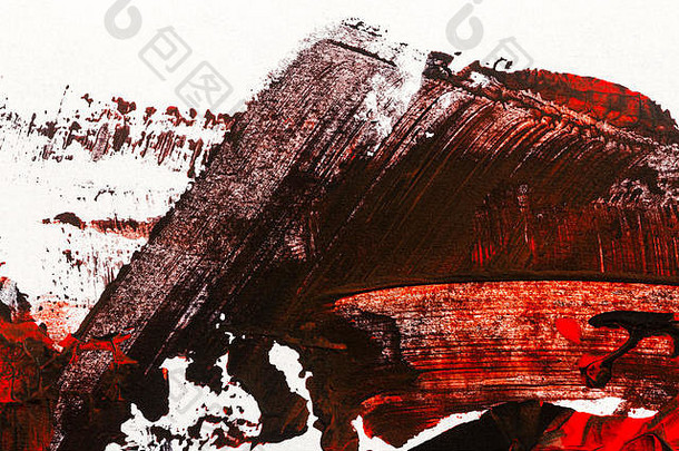 棕色和红色手绘丙烯酸背景。Grunge亚克力质感，带有彩绘圆点和笔触。
