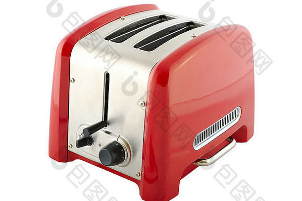 厨房电器烤面包机银红色的颜色孤立的白色背景