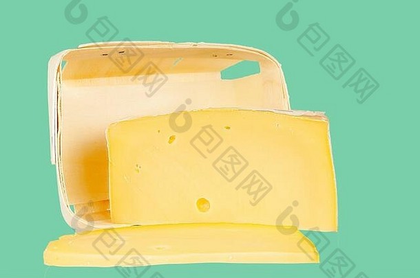 奶酪包装特写镜<strong>头彩</strong>色的背景