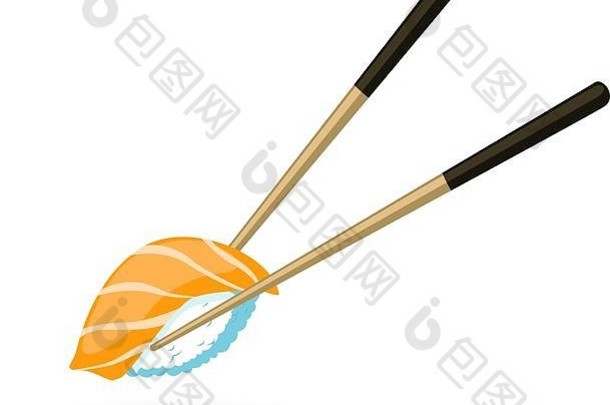 筷子持有卷框架概念插图零食