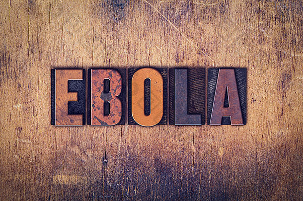 词埃博拉病毒写脏古董凸版印刷的类型岁的木背景
