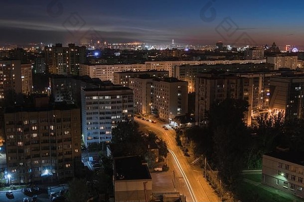 夜市：鸟瞰，喀山，俄罗斯