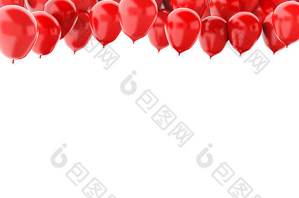 渲染器插图红色的气球孤立的白色背景