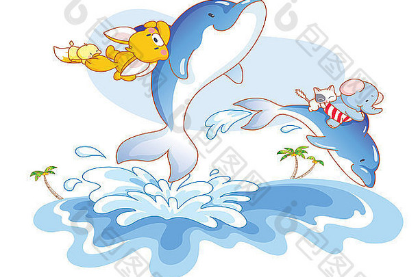 与海豚一起游泳的动物