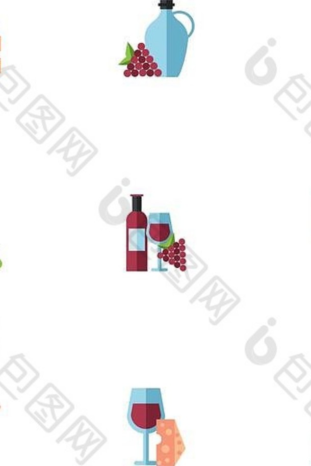 一捆葡萄酒饮料套装图标