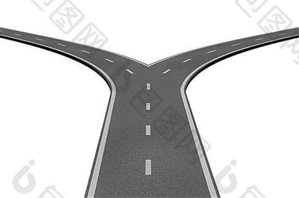 三岔路口或高速公路业务隐喻，代表选择正确方向的战略困境的概念