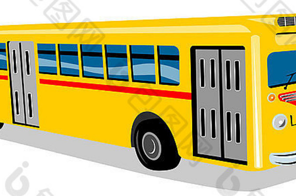 复古的风格插图古董乘客学校公共汽车孤立的白色