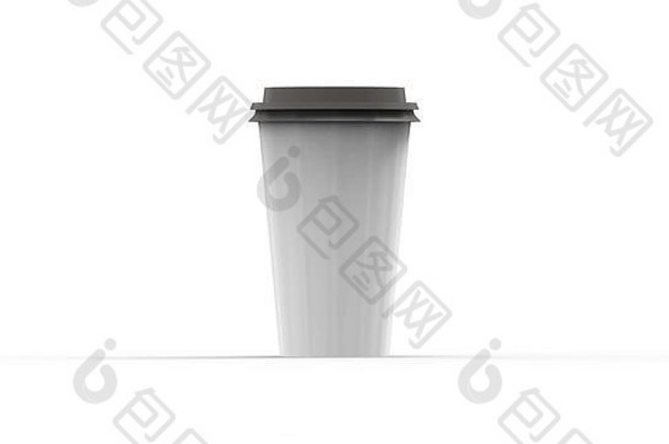 在白色背景中隔离的咖啡杯的3d渲染