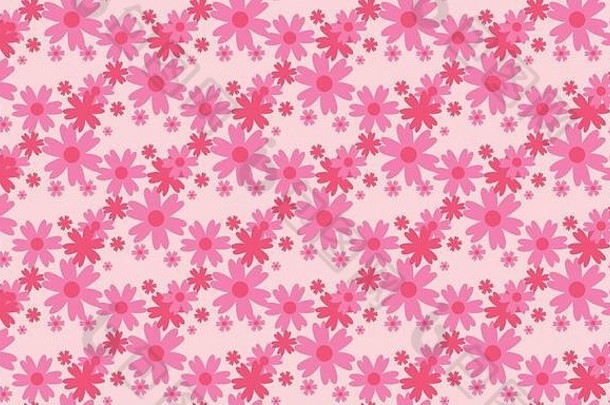 浪漫的粉红色花朵图案背景，为情人节，带有叶子和花朵的美丽概念。