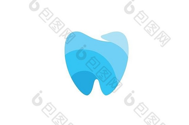 牙科诊所标志的蓝色牙齿护理符号