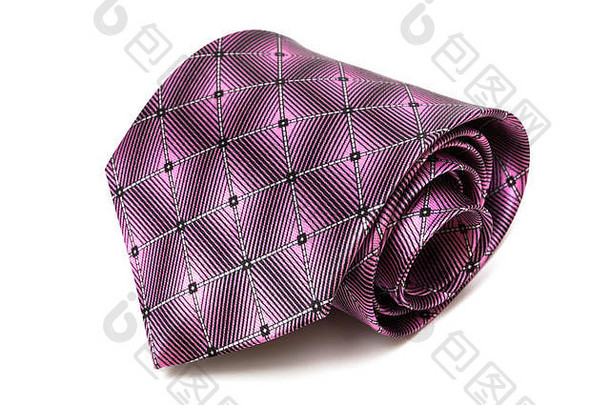 白色背景上的折叠紫色领带