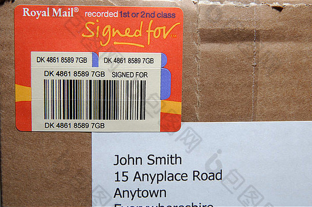 关闭皇家邮件记录交付标签包裹显示记录条形码部分地址标签