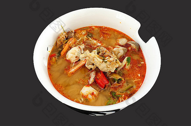 辛辣海鲜面汤、泰国菜