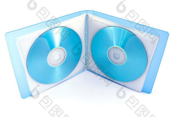 白色隔离的CD和DVD光盘袋