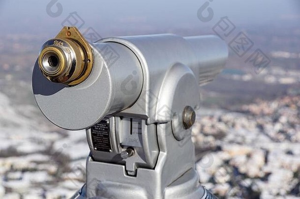 单眼望远镜日落旅游望远镜视图