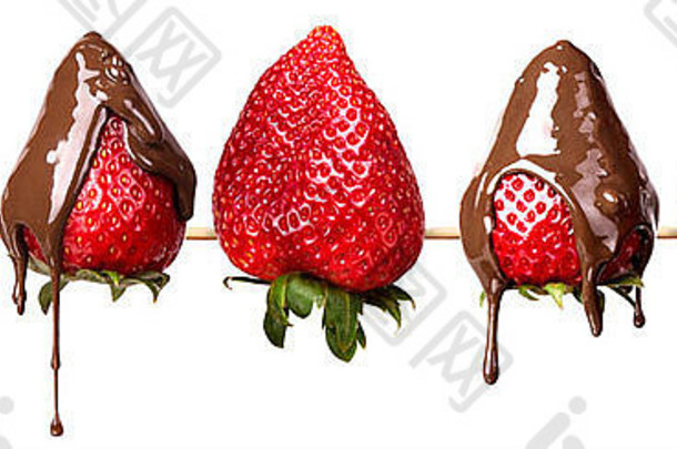 草莓巧克力白色背景