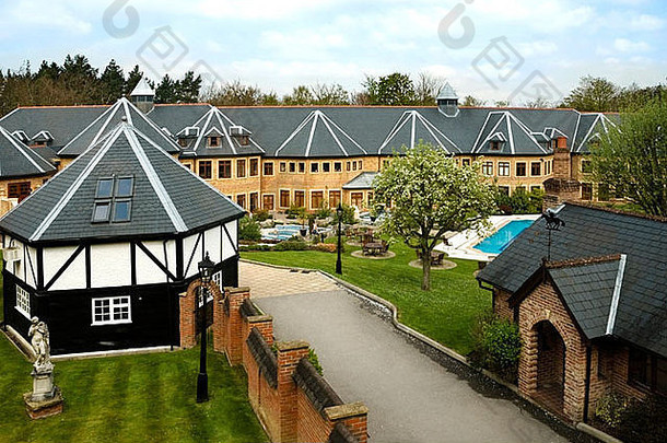 空中视图pennyhill公园奢侈品酒店水疗中心外体系结构体育运动健康bagshot萨里英格兰欧洲