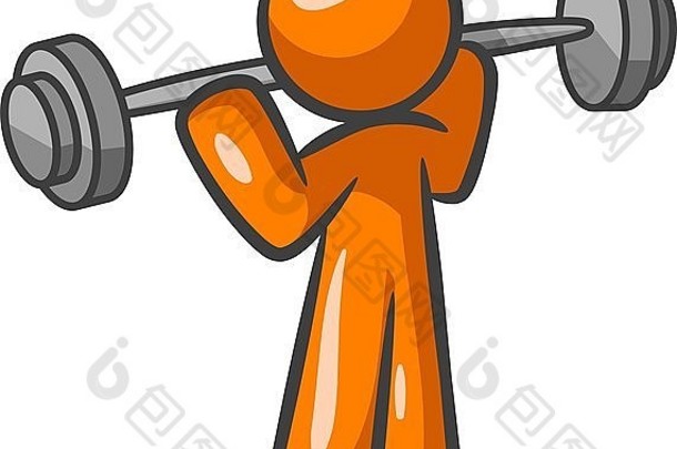 橙色男子举重和运动。