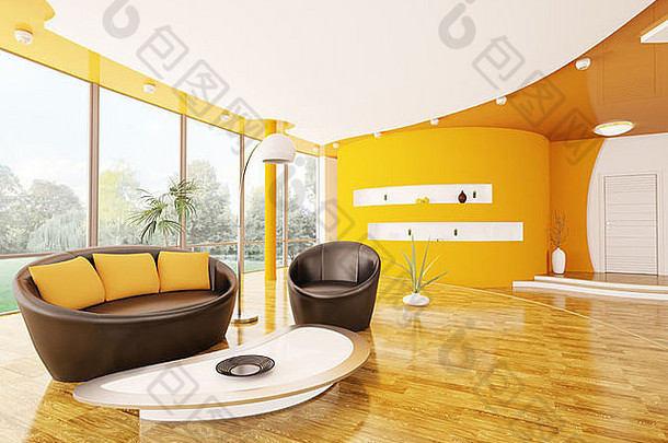 室内设计现代生活房间渲染