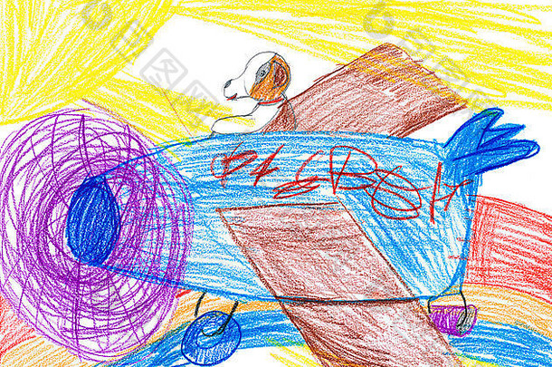 孩子画狗飞机