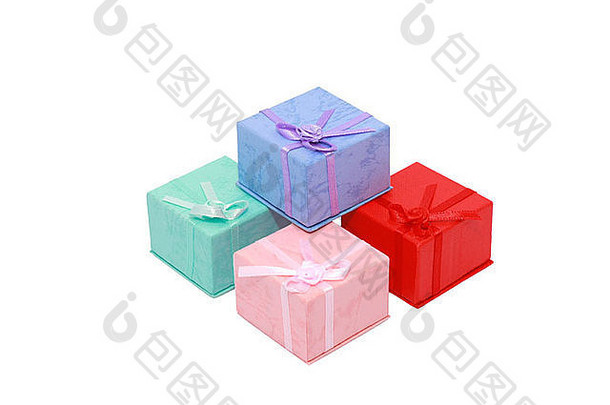 色彩斑斓的礼物盒子孤立的白色背景